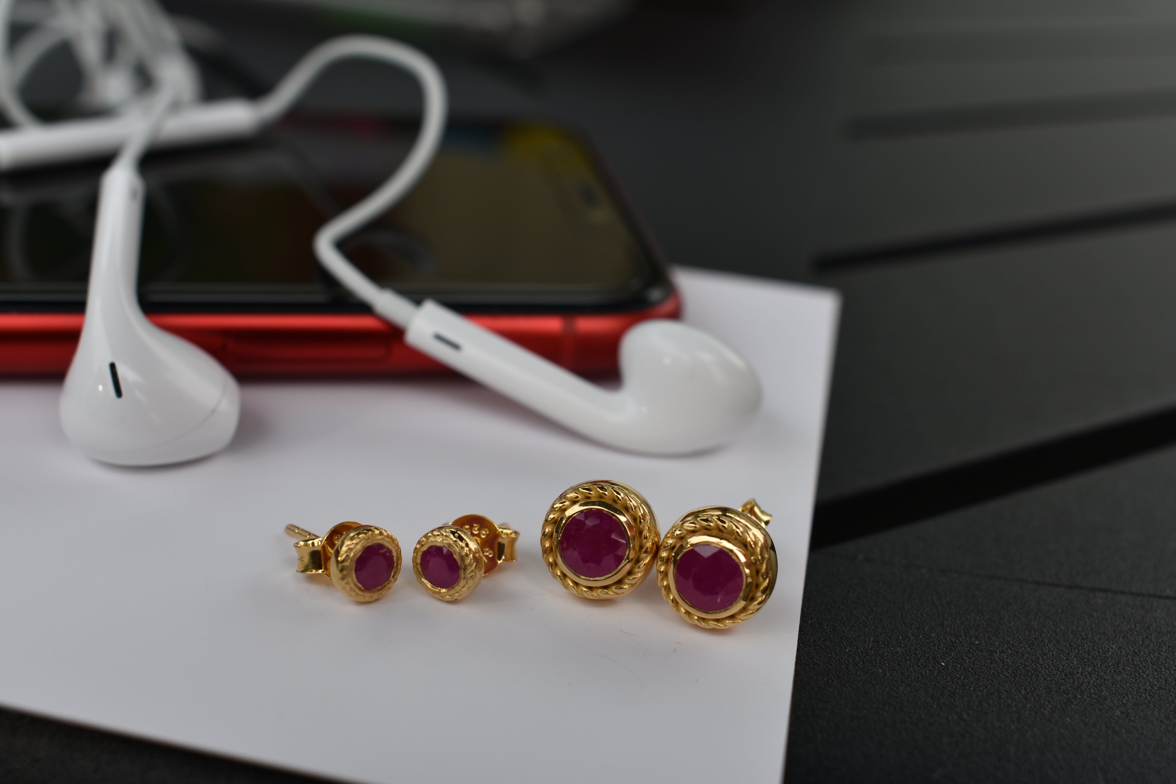 Regal Studs (Ruby Red)